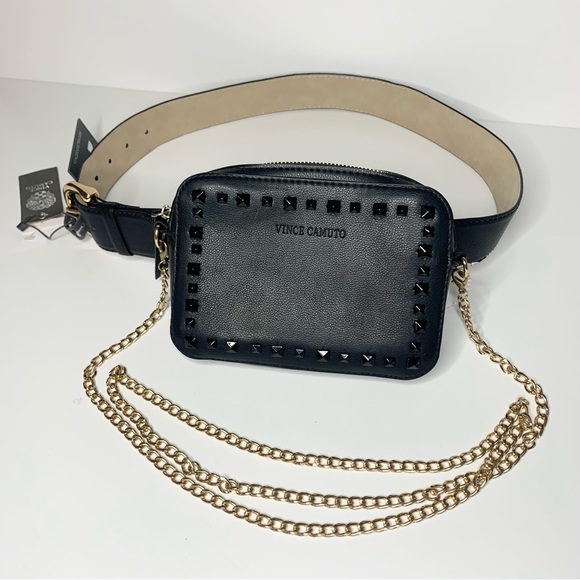 Vince Camuto | 3PC Black Studded Fanny Pack / Crossbody Belt Bag  - Medium - Picture 2 of 12